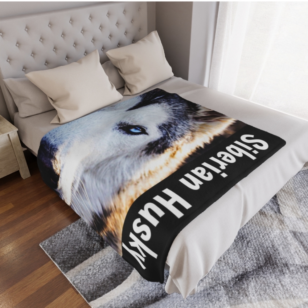 Siberian Husky minky blanket 40x60